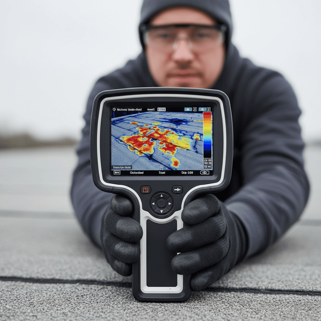 Thermal imaging scan of an interior wall during an inspection